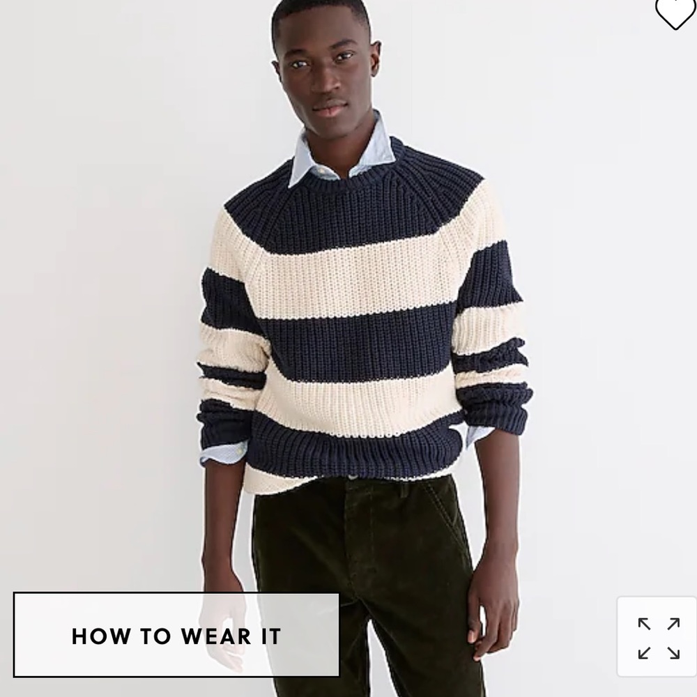 J.Crew Heritage Cotton Shaker-Stitch Crewneck Sweater in Stripe - Picture 4 of 5